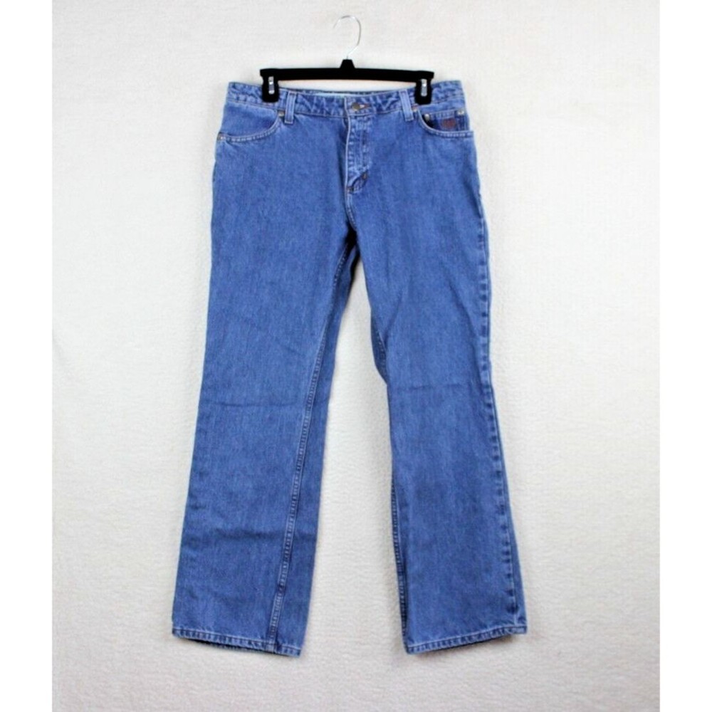 Harley Davidson Blue Denim Women's Jeans Bootcut Flared Size 10 Petite W32 L30